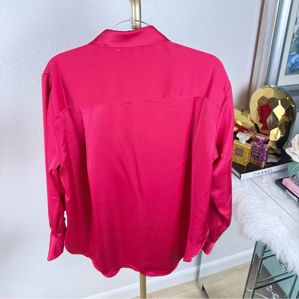 NWT Jason Wu Fuchsia Satin 2 Piece Set Blouse & Bustier M BarbieCore FrenchChic - Picture 6 of 16